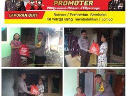 Jalin Silaturahmi Polsek Tomo Berikan Sembako Kepada Warga Cipeles