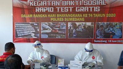 Polres Sumedang  Gelar Rapid Test Gratis di Terminal Ciakar