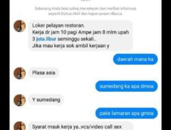 Viral di Medsos Lowongan Kerja Syarat Video Call Sex, Ini kata Manager Plaza Asia Sumedang