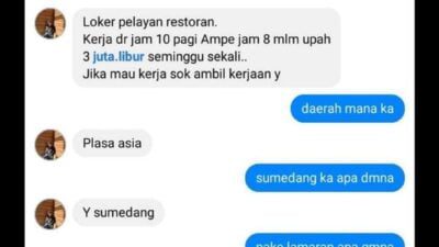Viral di Medsos Lowongan Kerja Syarat Video Call Sex, Ini kata Manager Plaza Asia Sumedang