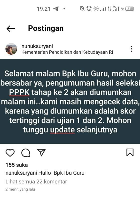 Cuitan Pengumuman kelulusan PPPK tahap 2