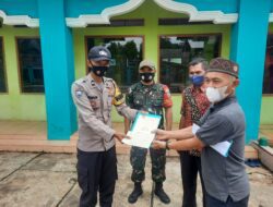Kapolres Berikan Bantuan Pembangunan Mesjid Al Amin Desa Pasirbiru