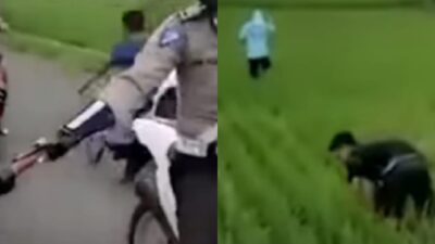 Viral, Hendak Ditilang Polisi, Dua Pemuda Pura-pura Jadi Petani di Sawah Orang