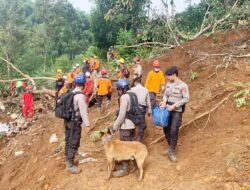 Bantu Pencarian Korban Tertimbun, Polresta Bandung Kirim SAR K-9 ke Cianjur