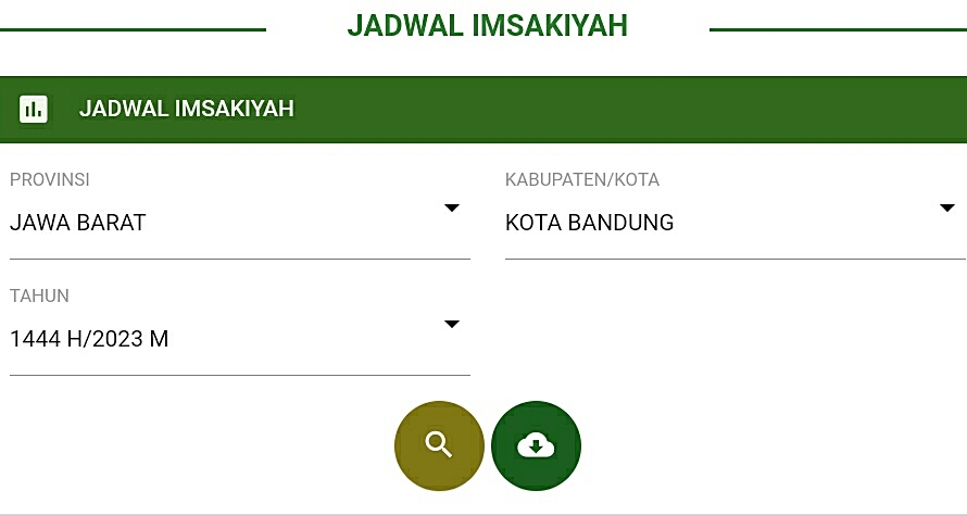 Jadwal imsakiyah Bandung 2023