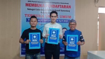 Dibuka Tanpa Mahar, Tiga Kandidat Ambil Formulir Bakal Calon Bupati di DPD PAN Sumedang