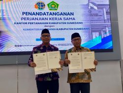 BPN dan Kemenag Teken MoU Percepat Sertifikasi Tanah Wakaf di Sumedang