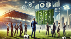 Ilustrasi pelatih sepak bola sedang memikirkan strategi