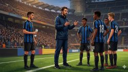 Ilustrasi Cristian Chivu bersama para pemain muda Inter Milan.