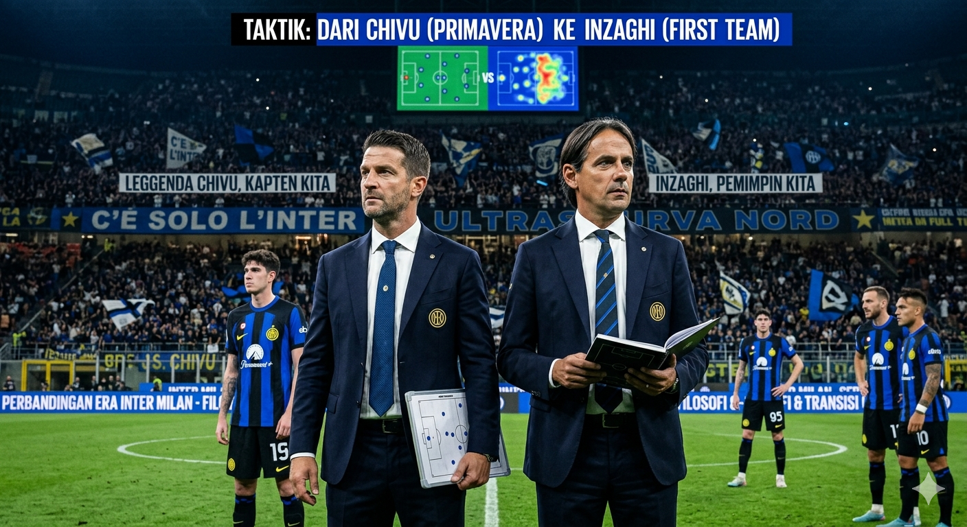 Ilustrasi Perbandingan Inter Milan era Cristian Chivu dan Simone Inzaghi