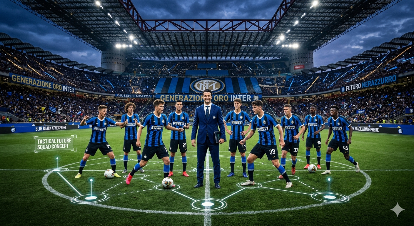 Ilustrasi Cristian Chivu bersama wonderkid Inter Milan generasi emas baru