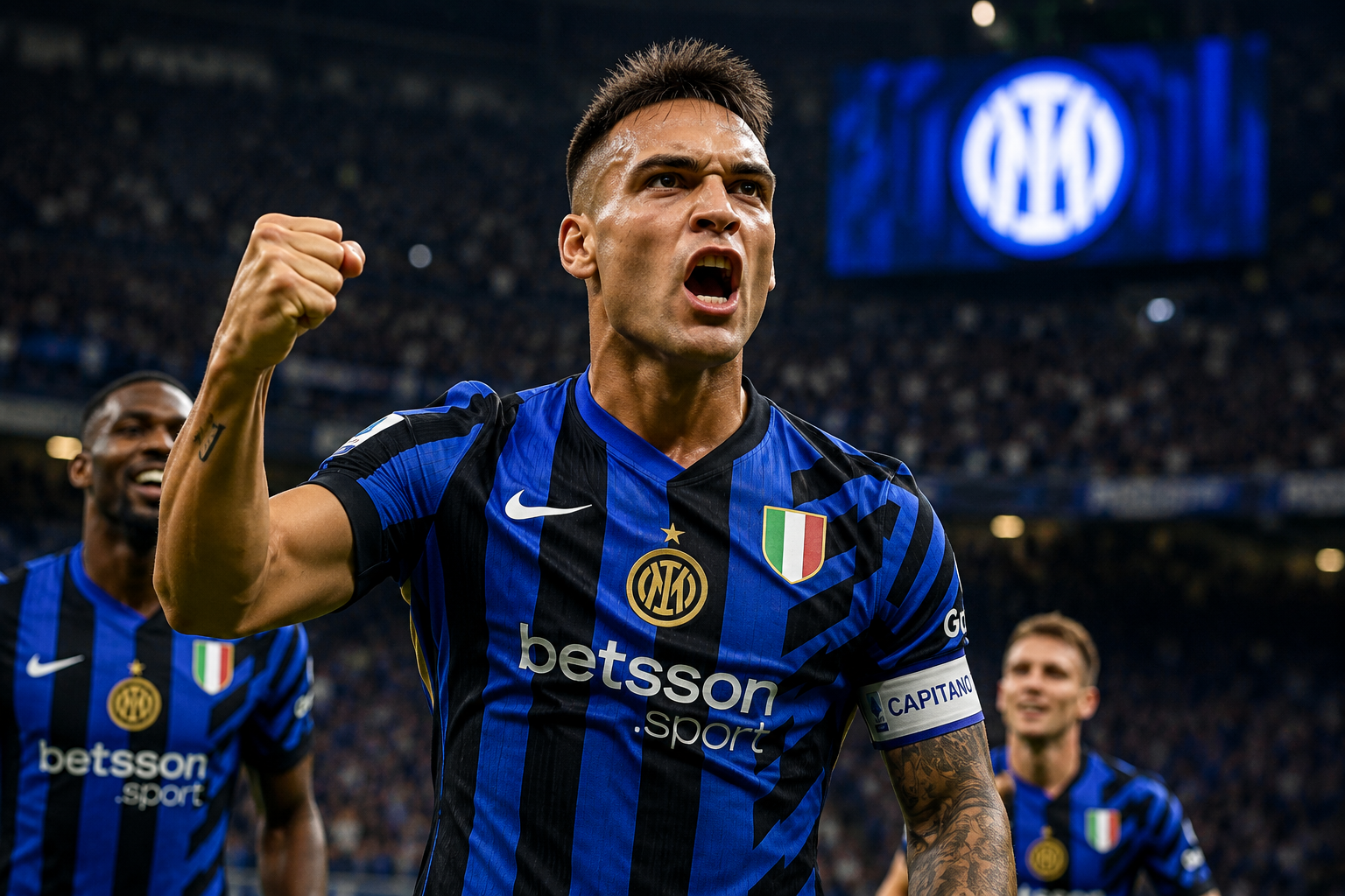 Lautaro Martinez merayakan gol bersama Inter Milan.