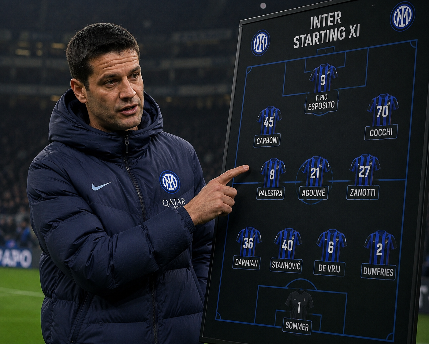 Ilustrasi Prediksi starting XI Inter Milan 2026/2027 dengan sejumlah wonderkid dalam proyek Cristian Chivu.