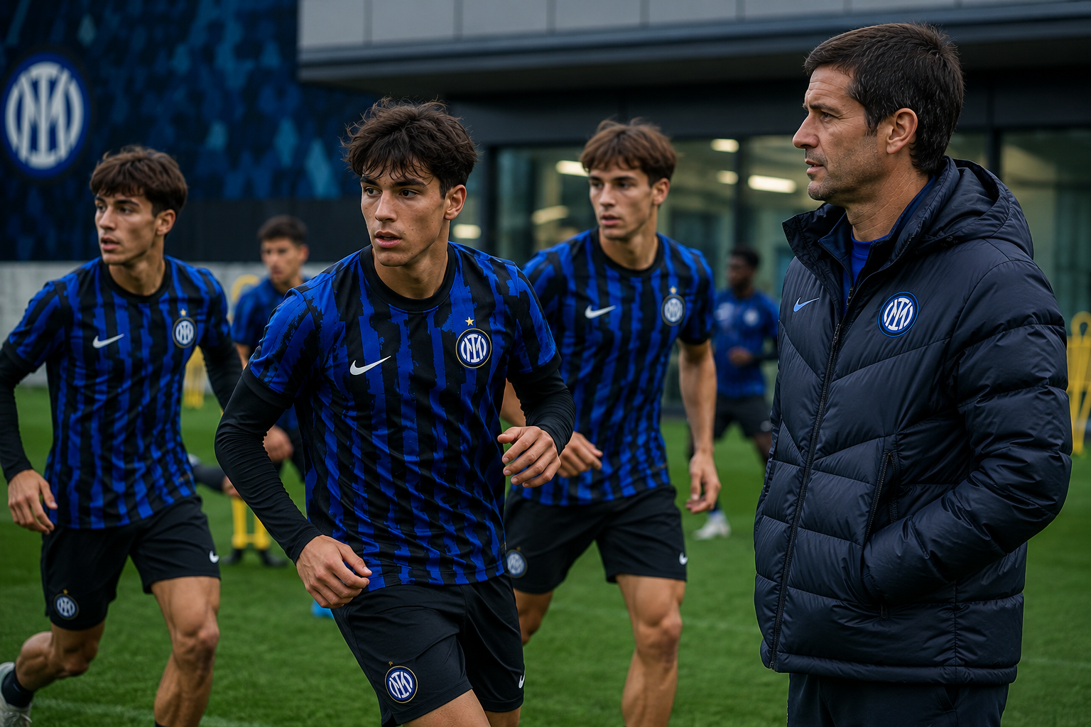 Ilustrasi Cristian Chivu bersama talenta muda Italia dalam proyek regenerasi Inter Milan.