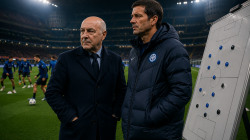 Ilustrasi Giuseppe Marotta menjadi arsitek proyek era baru Inter Milan bersama Cristian Chivu.