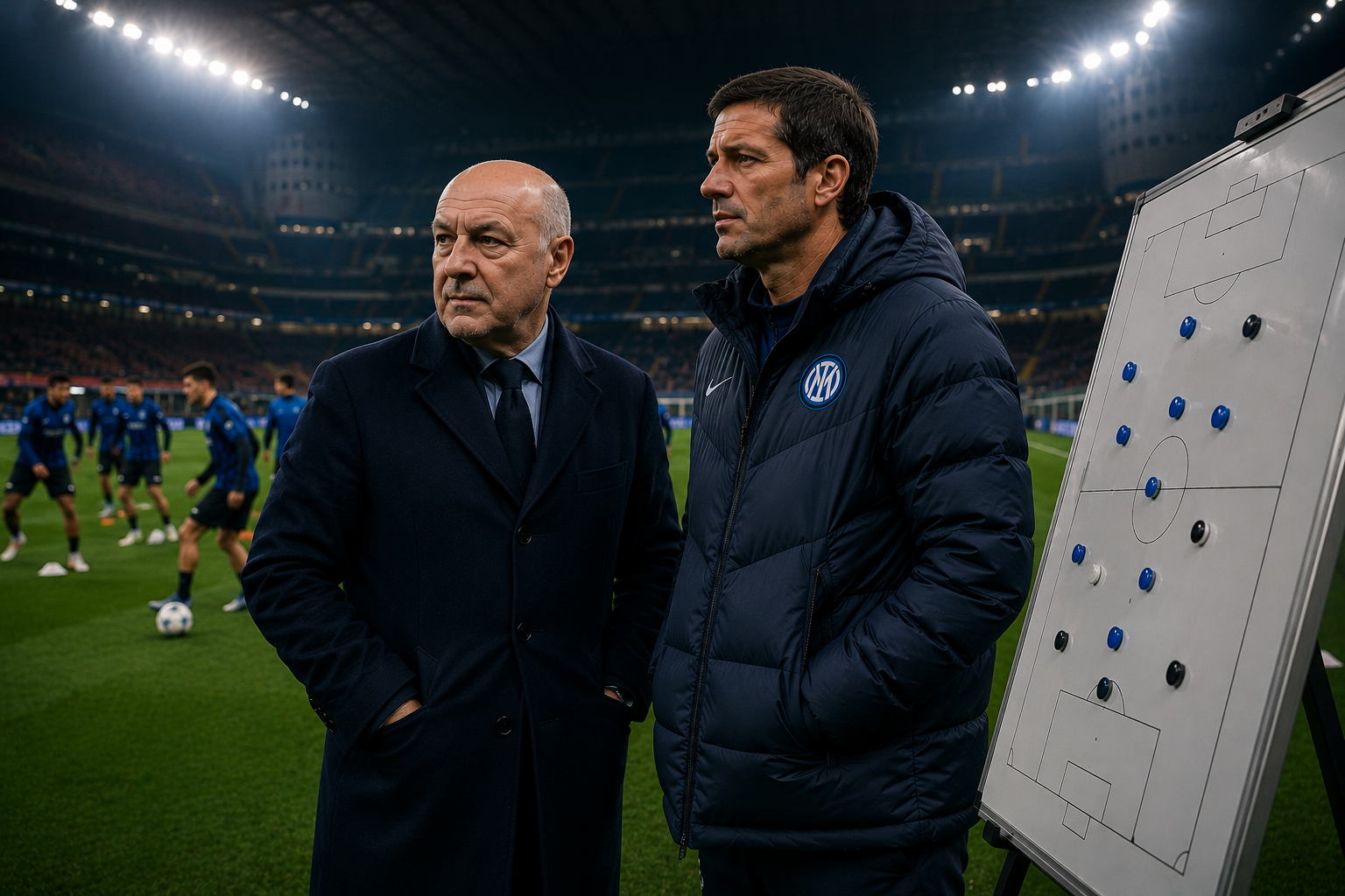 Ilustrasi Giuseppe Marotta menjadi arsitek proyek era baru Inter Milan bersama Cristian Chivu.
